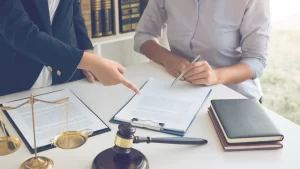 dui lawyer in a meeting with client going over the first steps after a cincinnati dui ovi arrest
