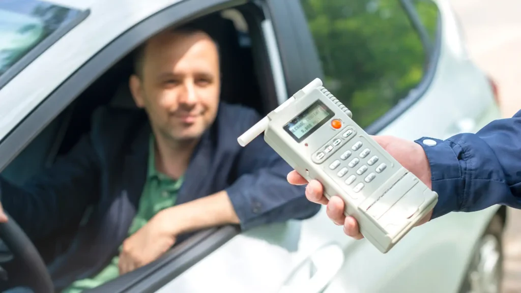 Driver presented with a breathalyzer at a traffic stop